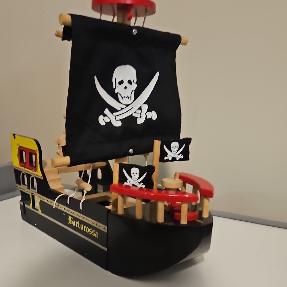 Black and Red Wooden Pirate Ship
